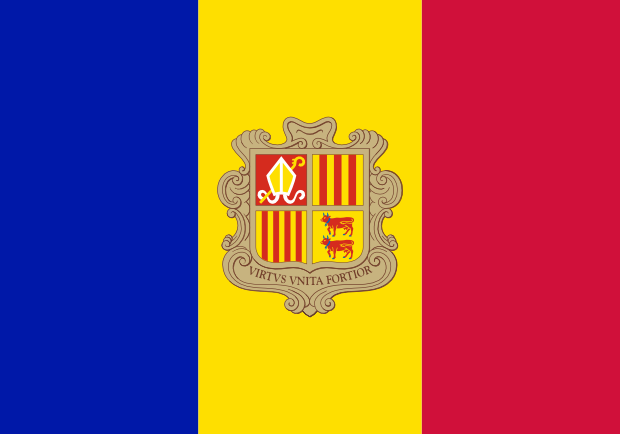 Flag of Andorra in the Europe | National states flags of the World countries